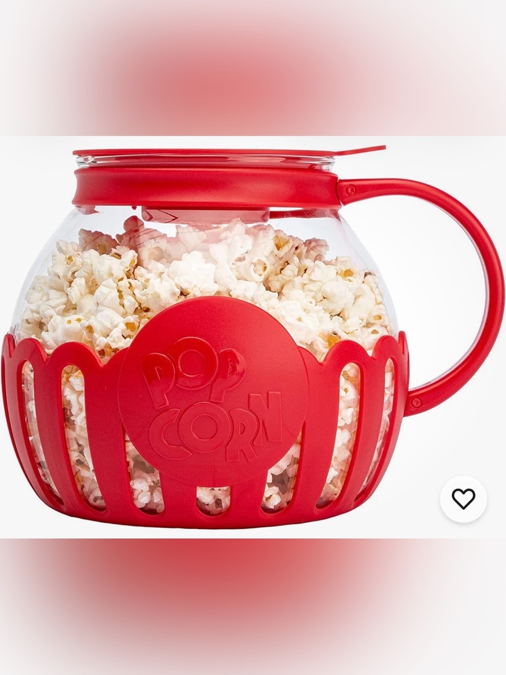 Micro-pop popcorn 🍿 popper for microwave use: red : glass: 3 QT